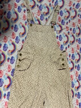 Polagram Beige Floral-Print Girls' Overalls